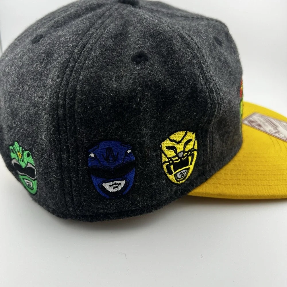Mighty Morphin Power Rangers Embroidered Snapback Hat BioWorld Gray Yellow OSFA